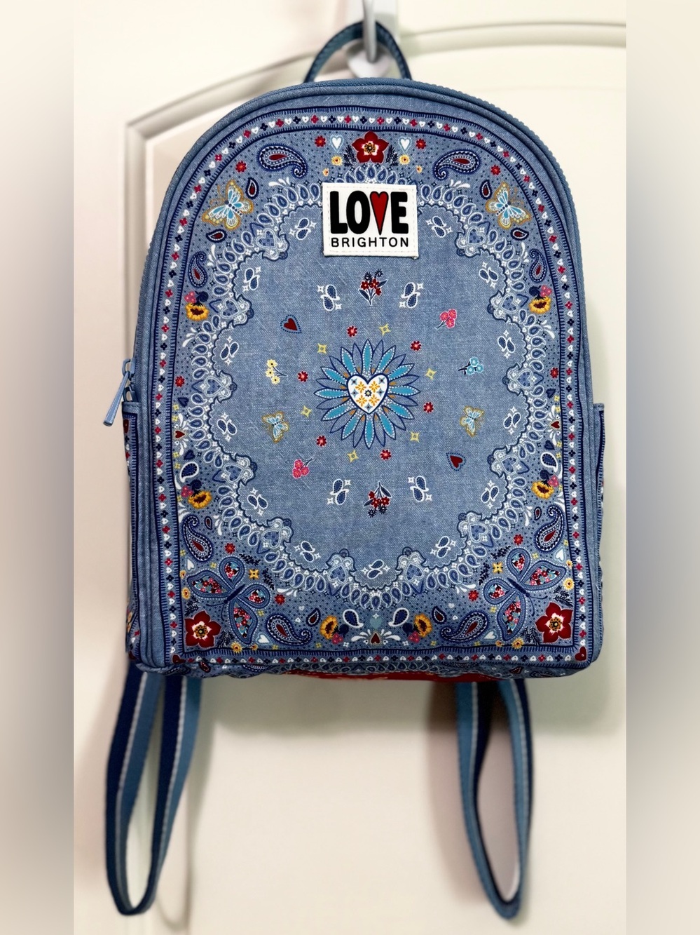 Brighton Bandana Love Backpack Blue Paisley Butterfly Print Mini Backpack - Picture 3 of 16